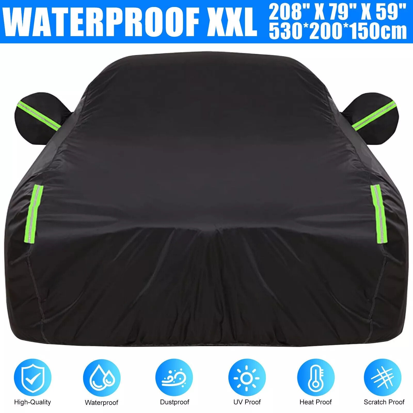 Heavy Duty Waterproof Full Car Cover All Weather Protection Outdoor Dustproof
