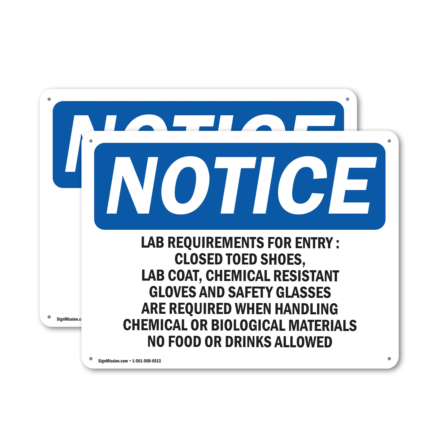 (2 Pack) Lab Requirements For Entry Closed Toed OSHA Notice Sign Decal Metal