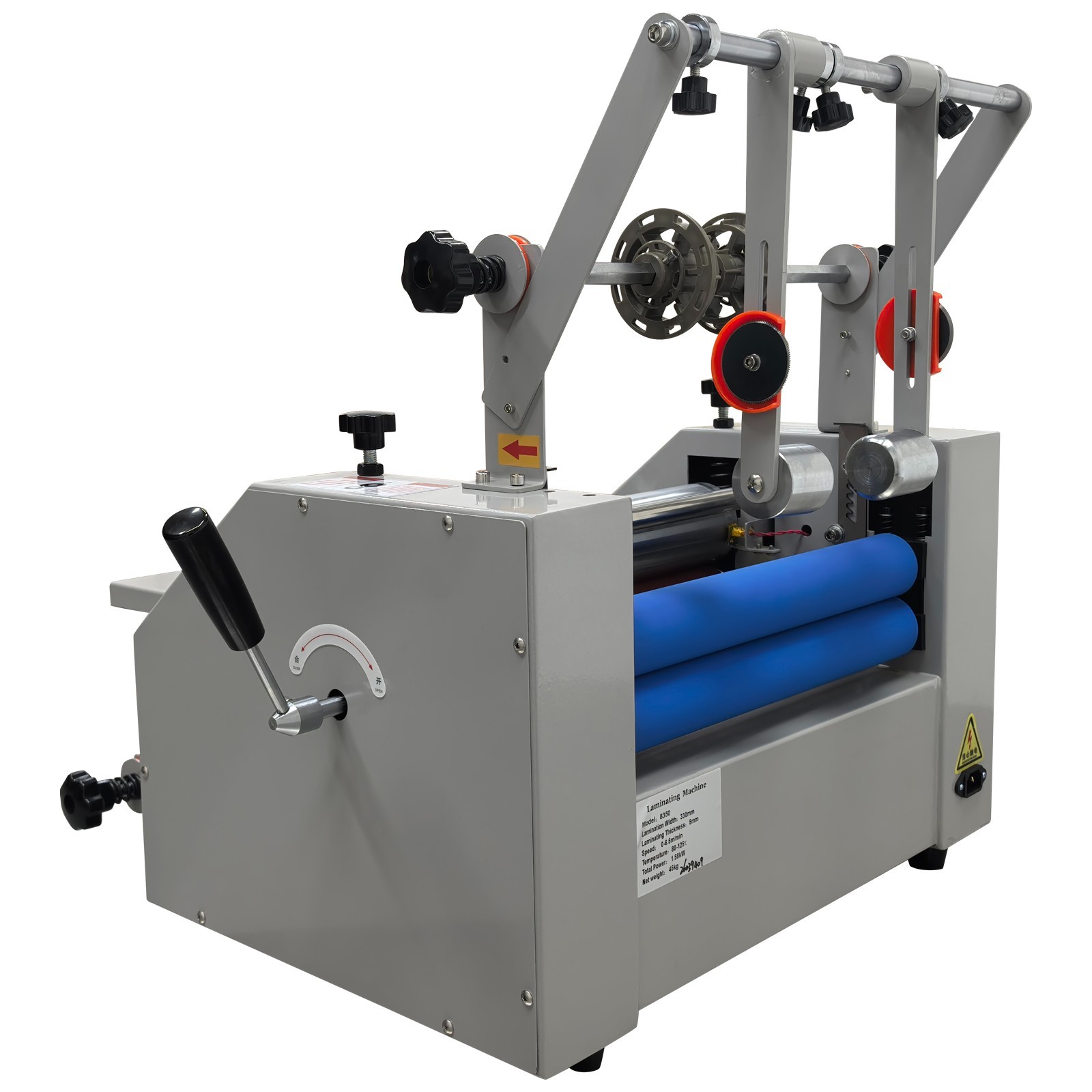 13″ Steel Roller Laminator Hot&Cold Laminating Machine Adhesive Roll Laminater