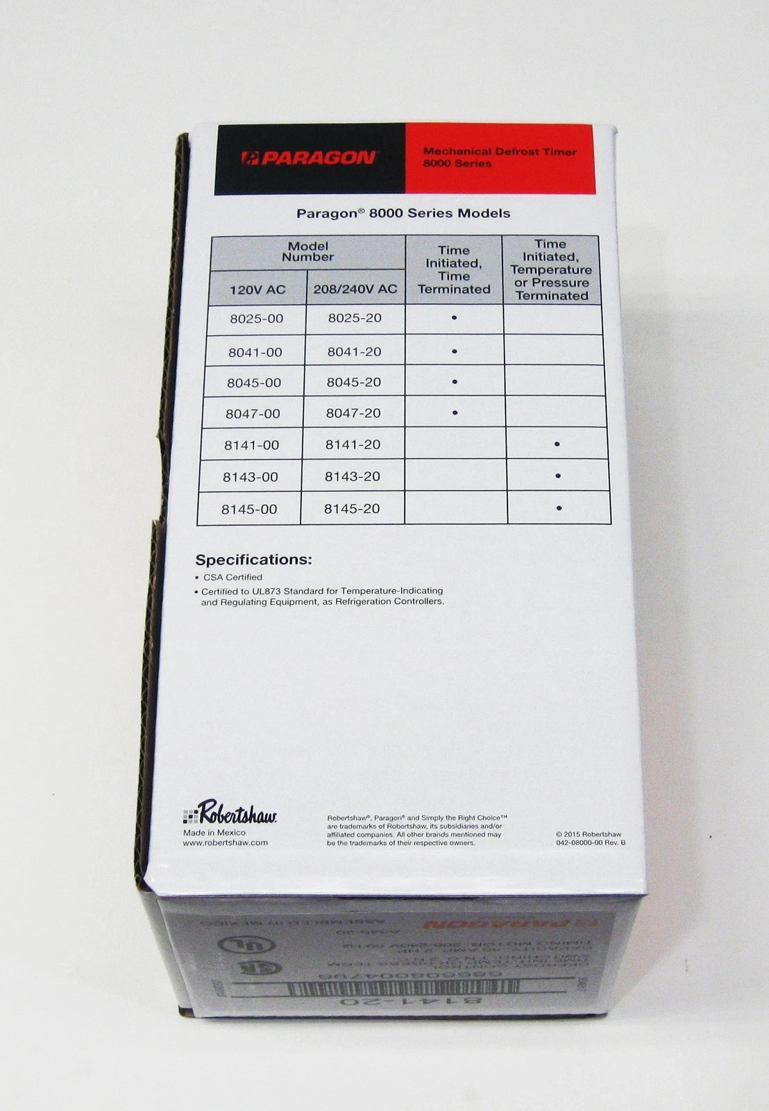 Paragon 8141-20 Commercial Defrost Timer Control 208/240V Refrigeration 40A
