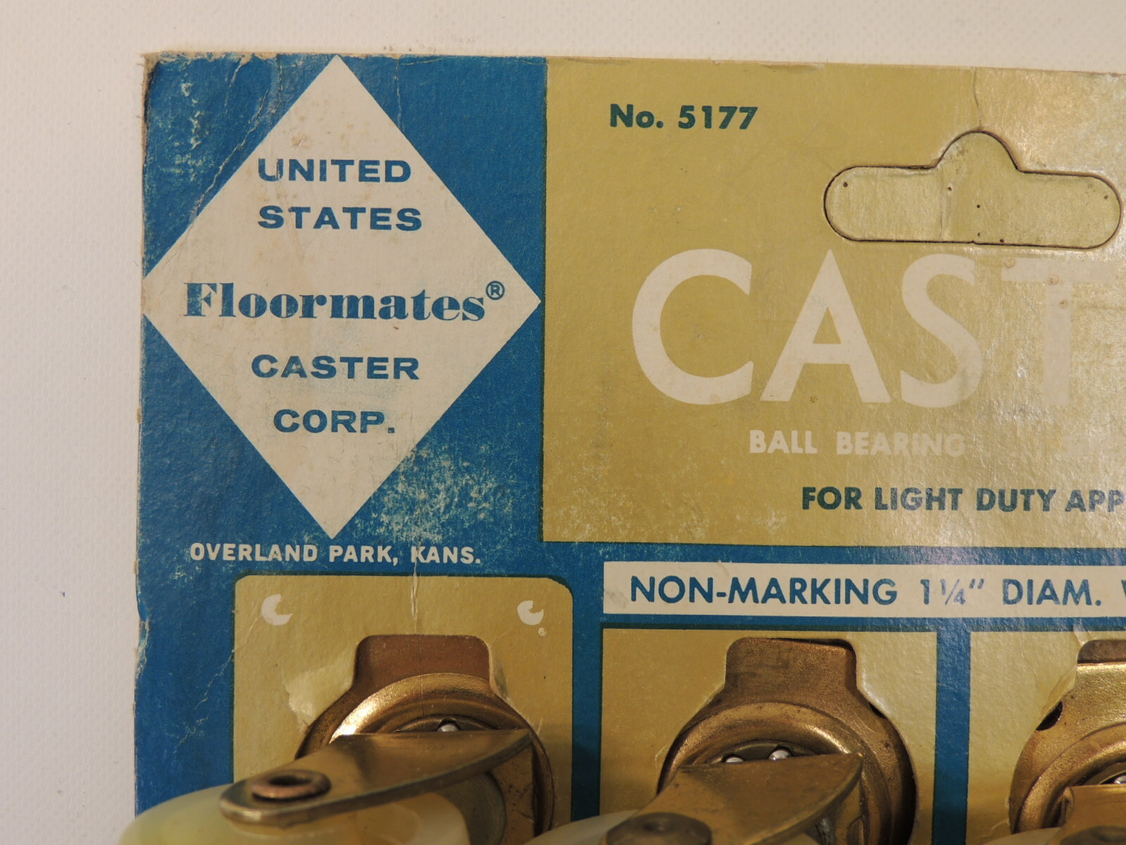 VTG MCM New NOS United States Floormates Casters Made USA Plate Type 5177 Wheels