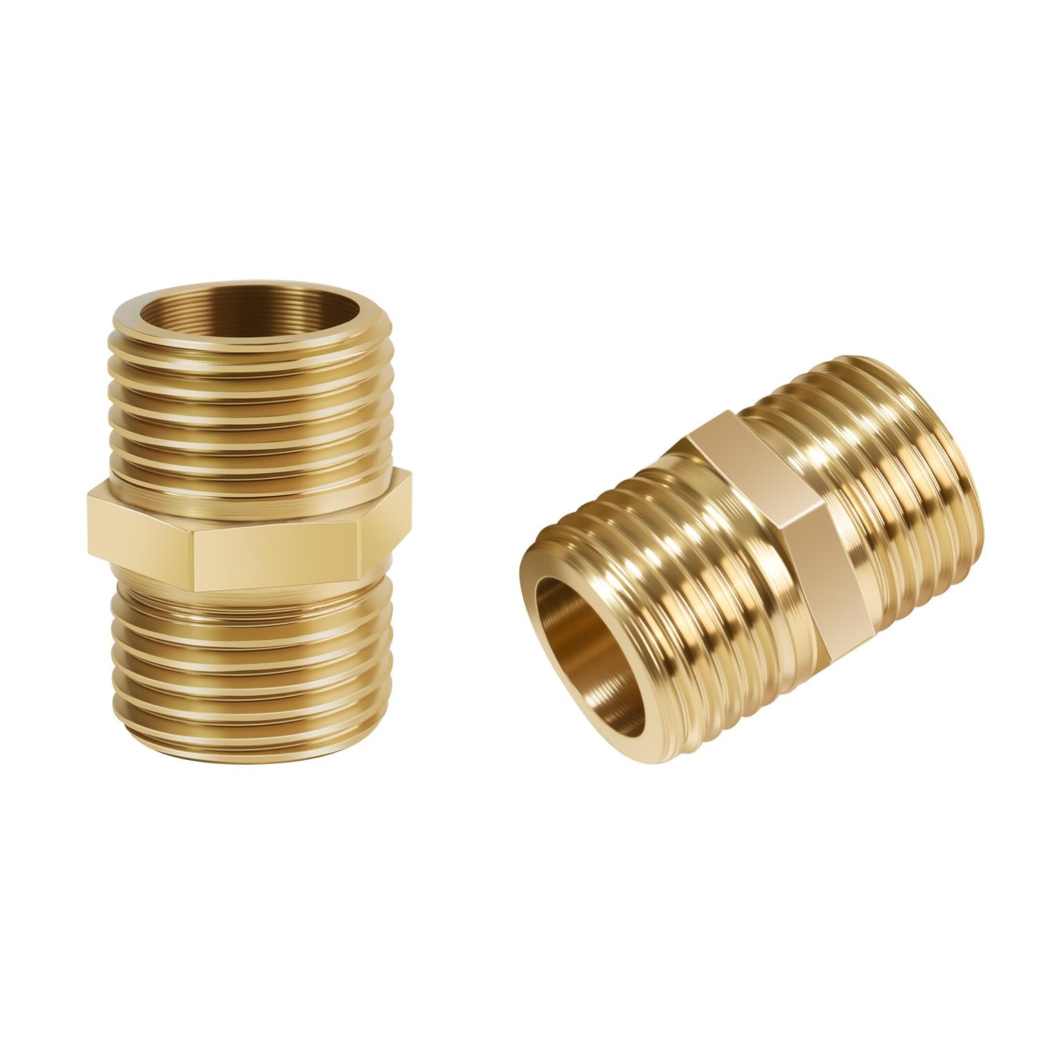 1/2 Inch Npt Brass Nipple Male To Pipe Fitting Adapter, Inch, Gold