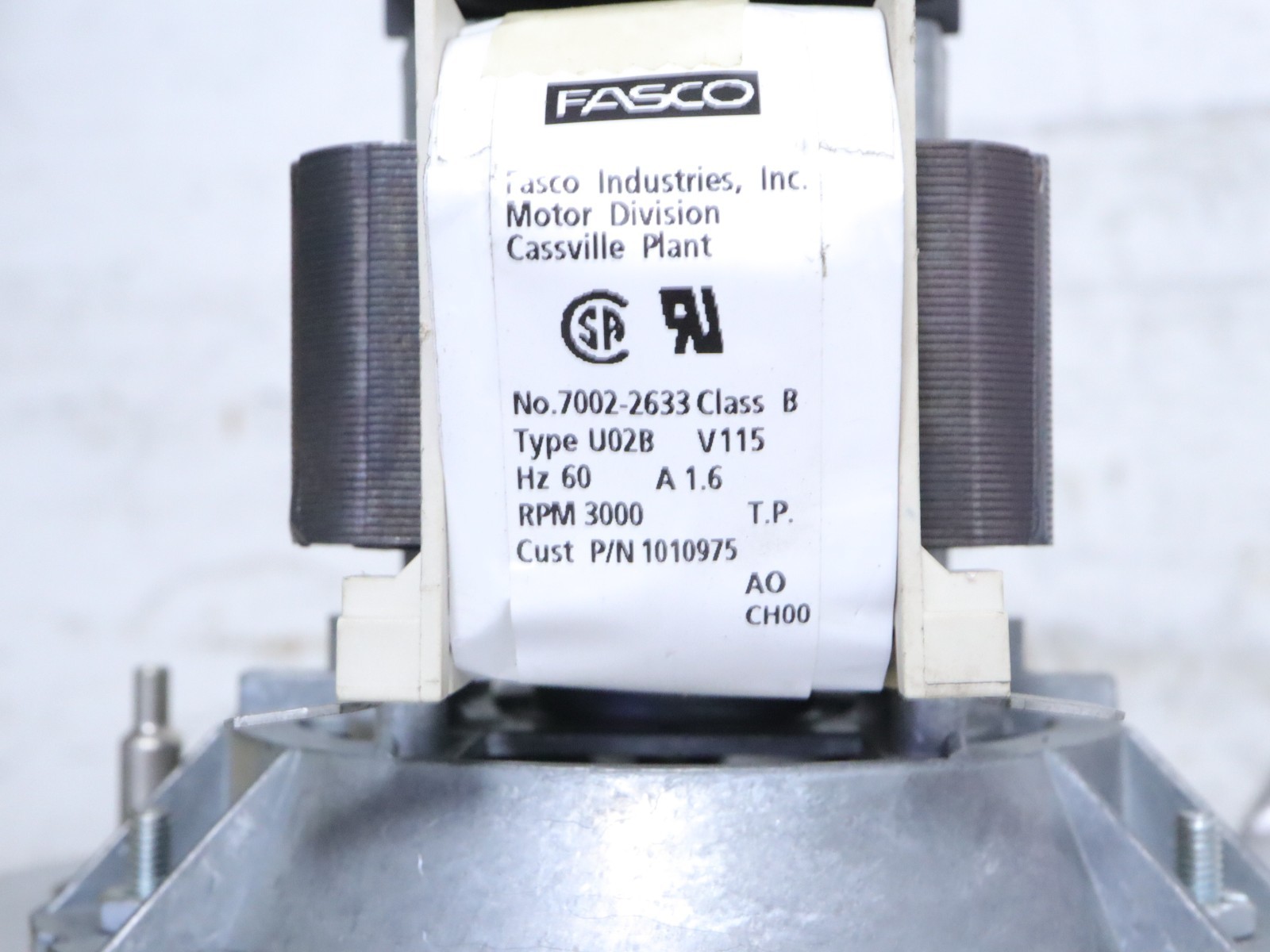 FASCO 7002-2633 Furnace Draft Inducer Blower Motor Assembly 1010975