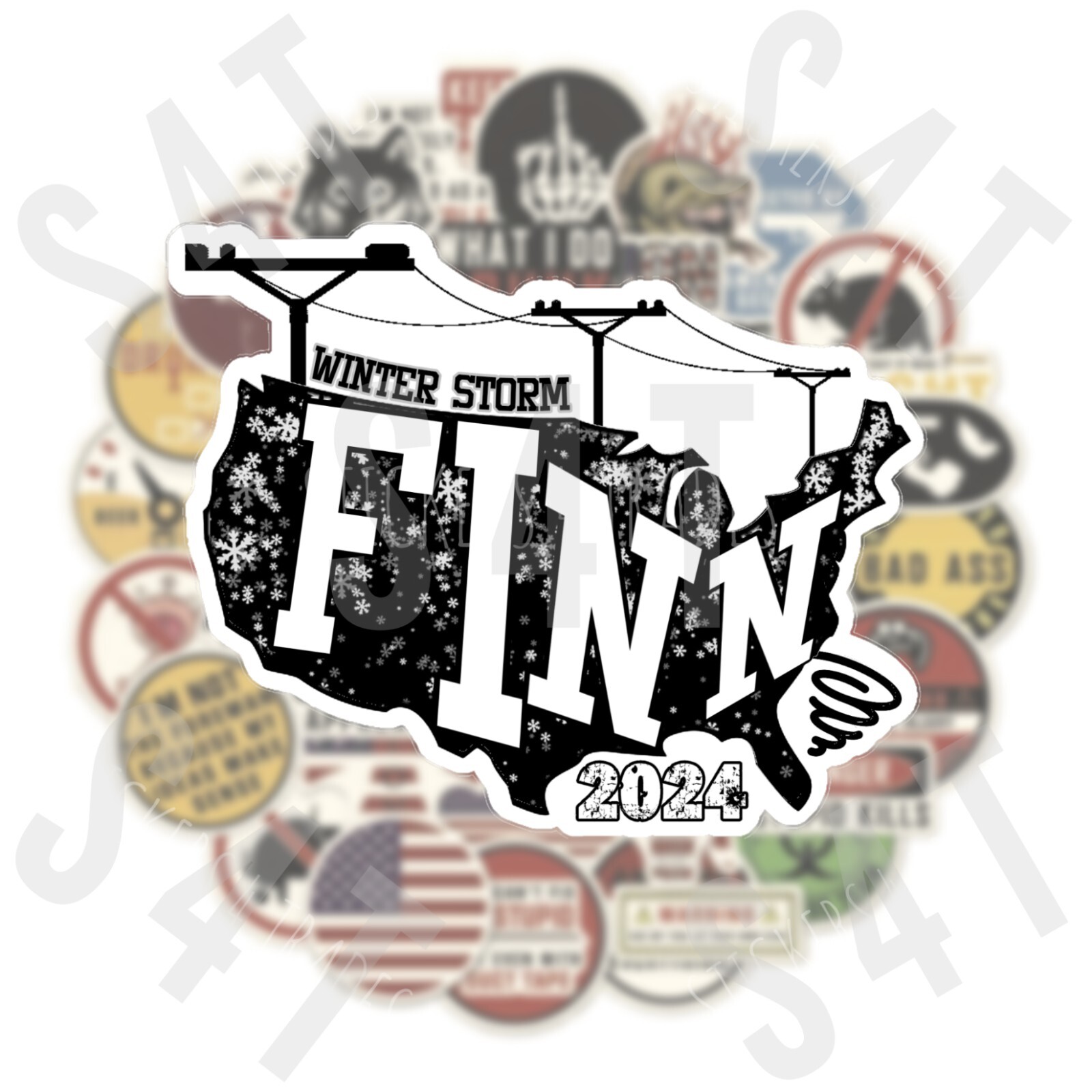 2024 Winter Storm Finn Lineman Hard Hat Sticker United States Flooding Blizzard