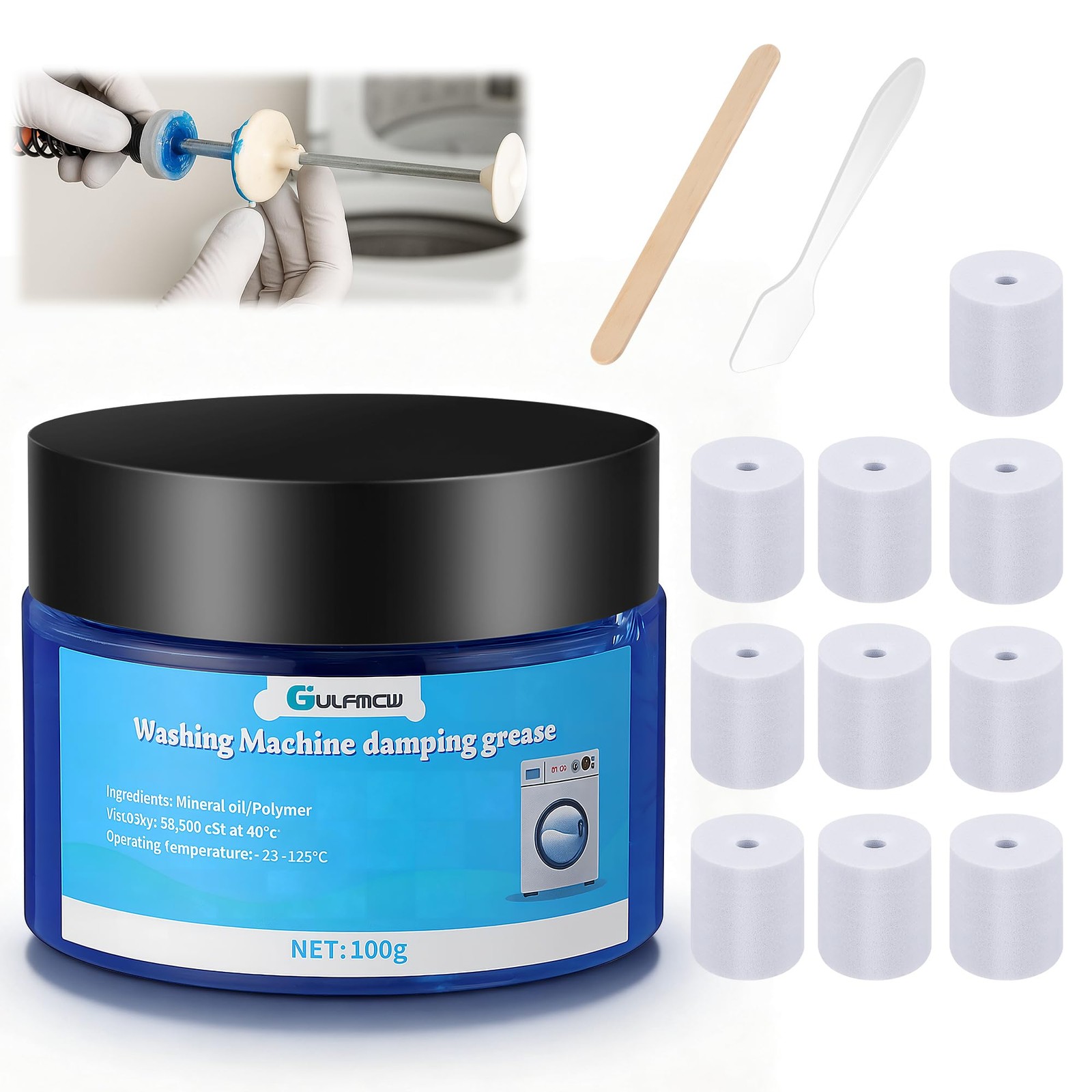 3.5 oz (100g) Washing Machine Damping Grease with 10 Foam Inserts for Suspens…