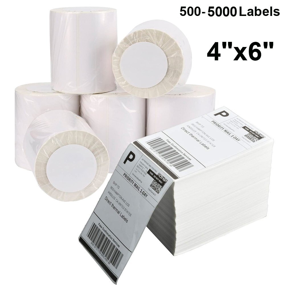 500-4000 Direct Thermal Address Shipping Labels 4×6 Perforated For Rollo & Zebra