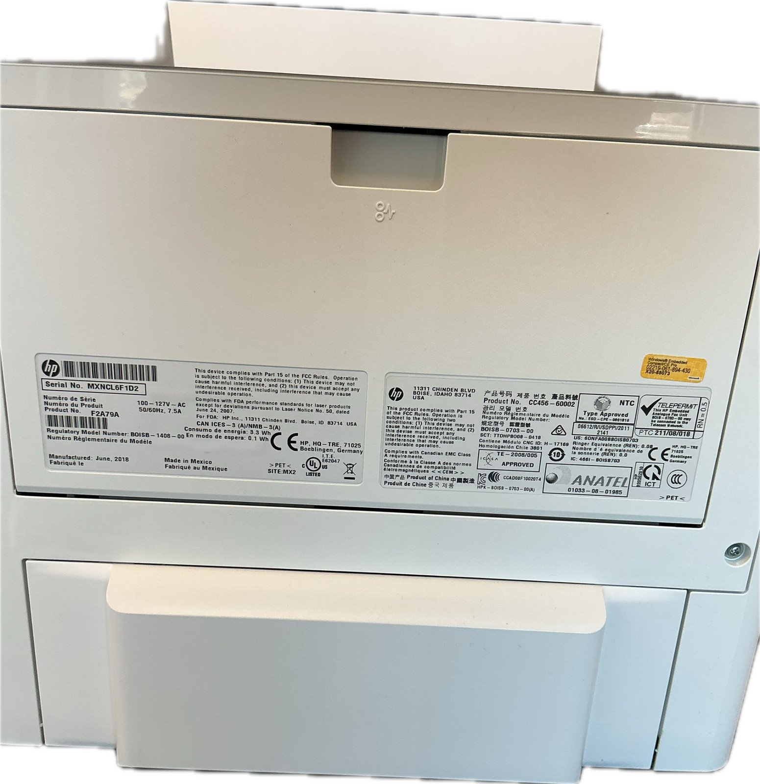 HP LASERJET M527 MFP LASER PRINTER F2A79A 45PPM pages M527 – No Toner