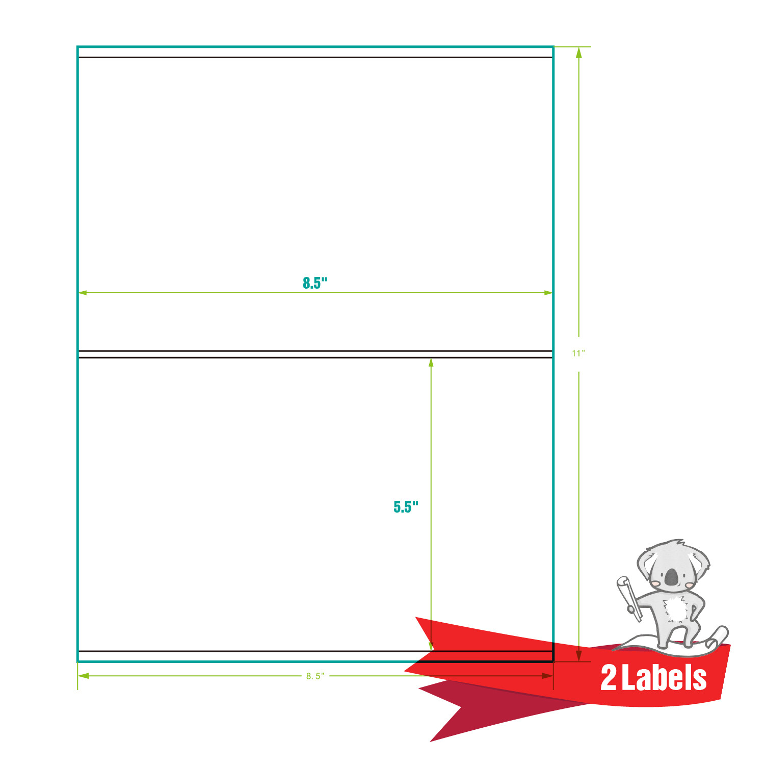 220-1100-4400 Shipping Label 8.5 x 5.5 Half Sheet 2 Per Sheet Self Adhesive USA