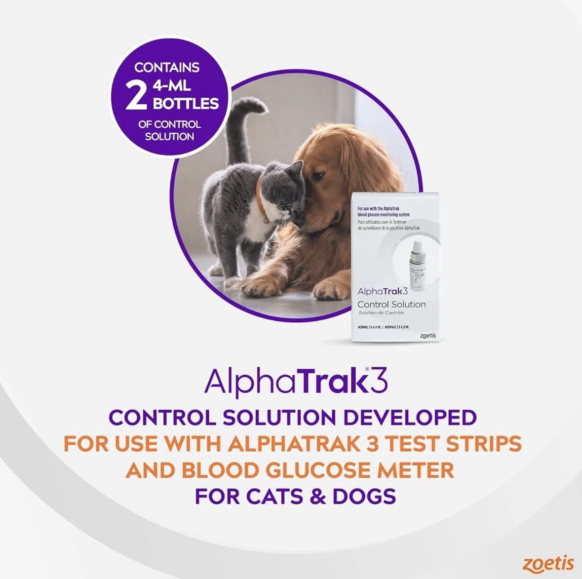 Alphatrak 3 Control Solution for AT3 Blood Glucose Meter 2 Count 4Ml Bottles