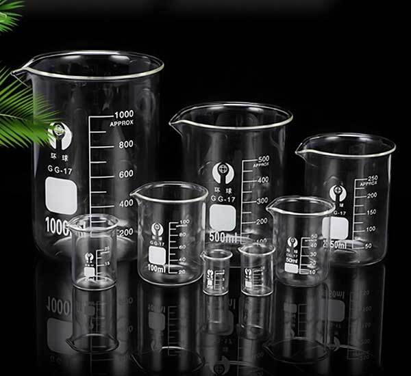5ml-3000ml Lab Borosilicate Chemistry Glass Beaker Glassware w/ Handle Measuring
