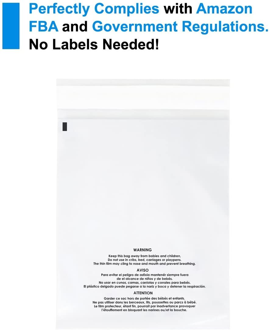 100 9×12 Self Seal Suffocation Warning Clear Poly Bags 1.5 mil Free Shipping