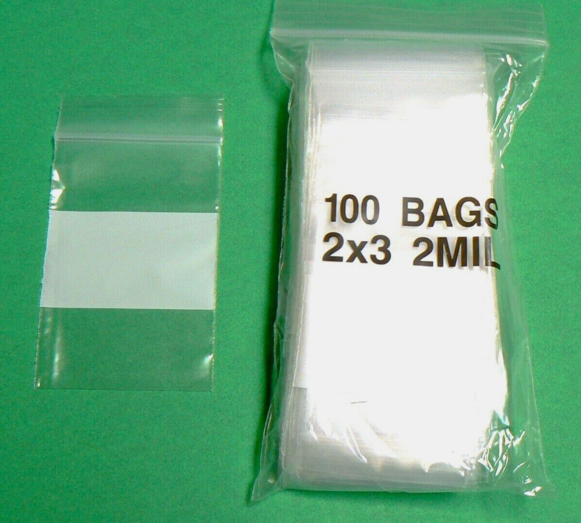2×3 White Block Poly Reclosable Zip Bags 2mil Writeable 2″x 3″ 2 Mil 500 Bags