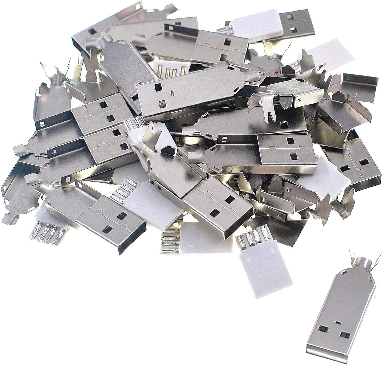 40pcs Soldering USB Type A Male Connector with Metal Shell for DIY