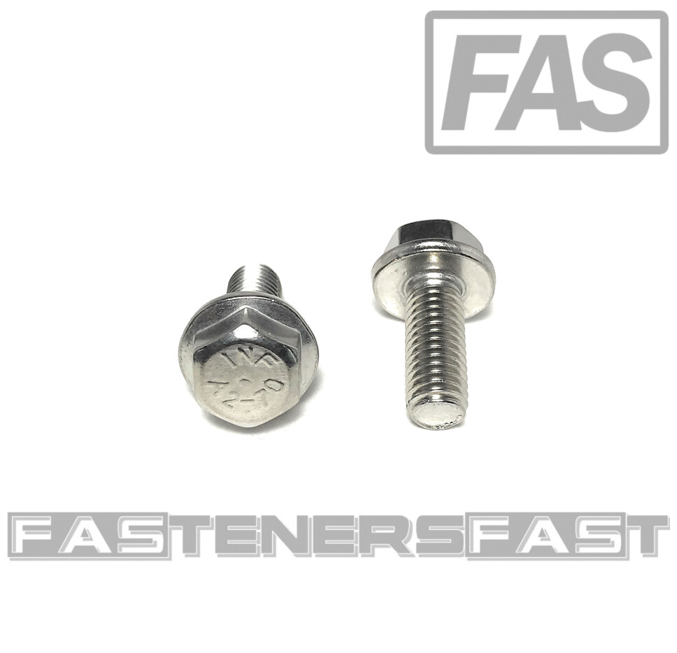 (10) M8 x 1.25 x 20 Stainless Steel DIN6921 A2 Hex Flange Bolts M8x20mm Flange