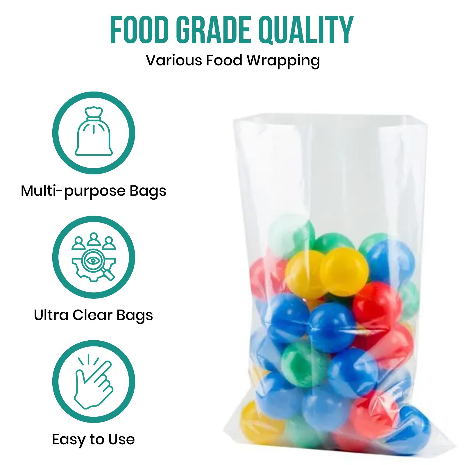Multiple Sizes Clear Poly Bags 1.5-Mil Flat Open Top Plastic Packaging Packing