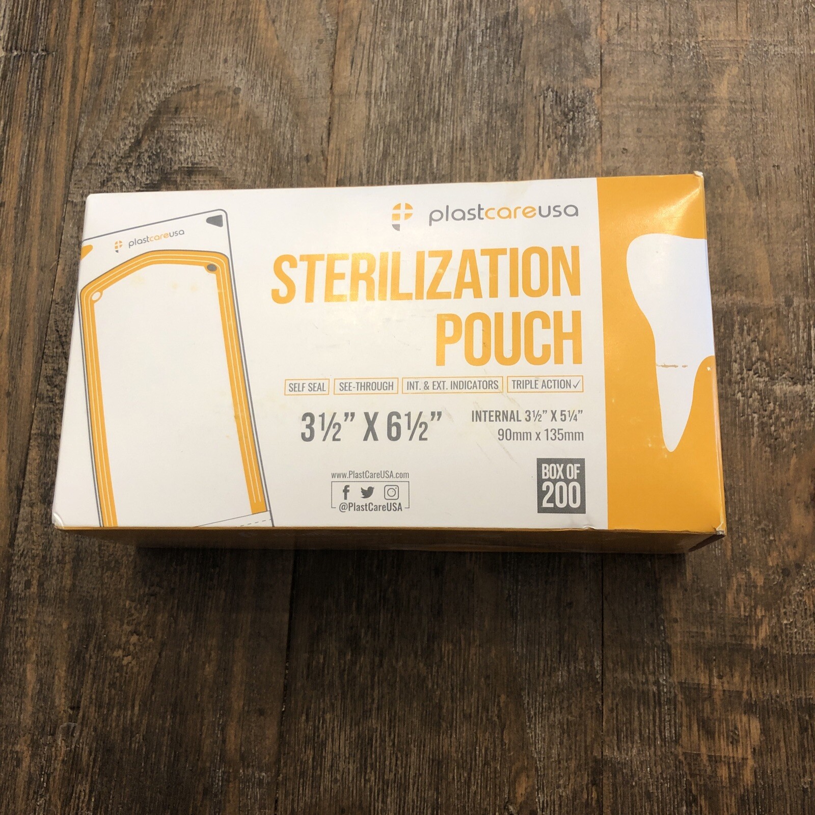 Box of 200 Plastcare USA 3.5″ x 6.5” Self Seal Sterilization Pouches
