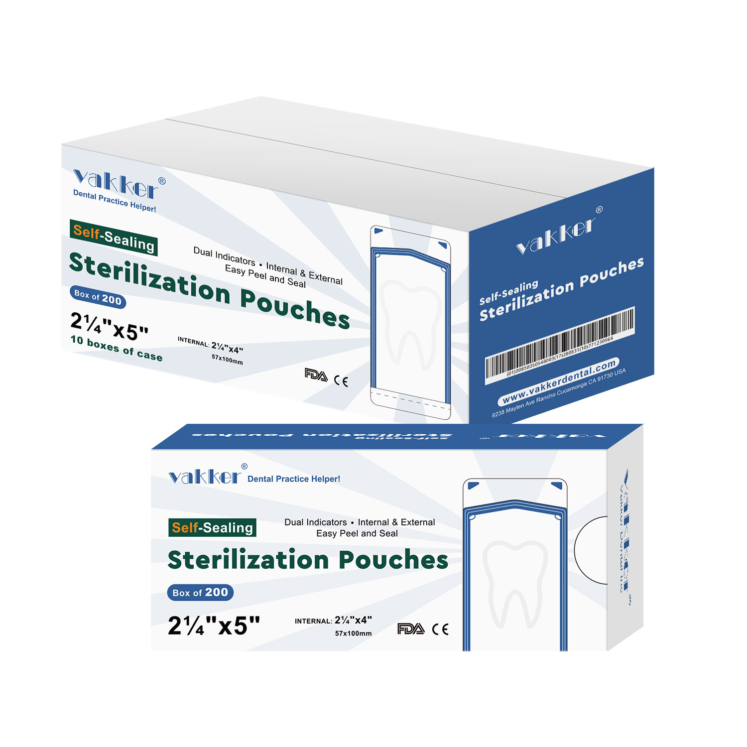 Vakker 2000pc 2.25″ x 5″ Dental Self Sealing Sterilization Pouches Autoclave Bag