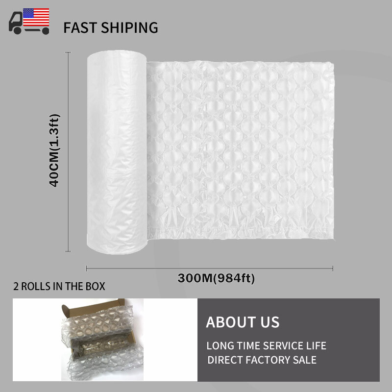 2 Rolls 984ft x16″ Air Cushion Machine Film Bubble Pillow Packaging Padding Roll