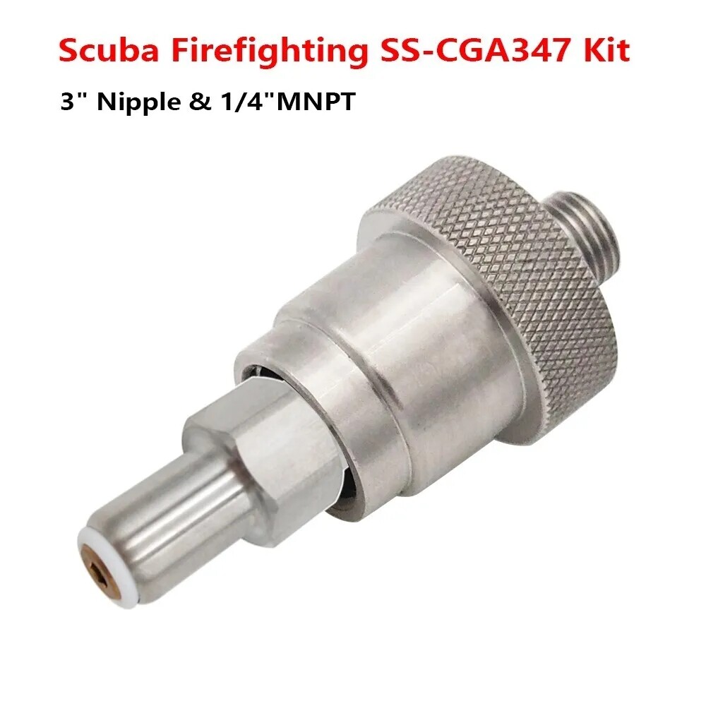 SCBA Firefighting SS-CGA 347 Kit 1/4 In MNPT Hand Tight Nut And 3 Inch Nipple US