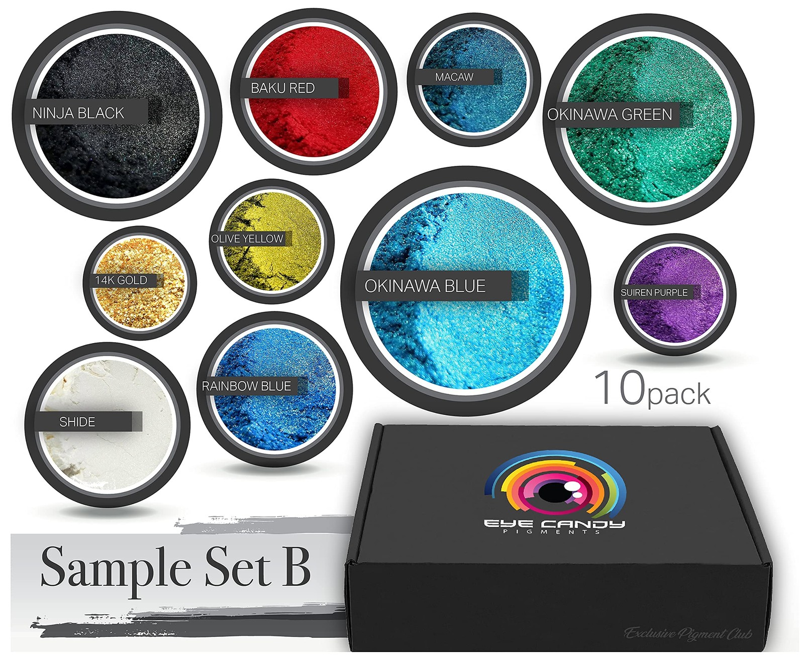 Eye Candy Pigments Variety Mica Pigment Powder Set B – Epoxy 5 grams, B
