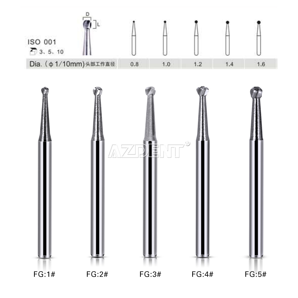 AZDENT Dental FG Fresas de carburo de tungsteno Fit Alta Velocidad pieza de mano