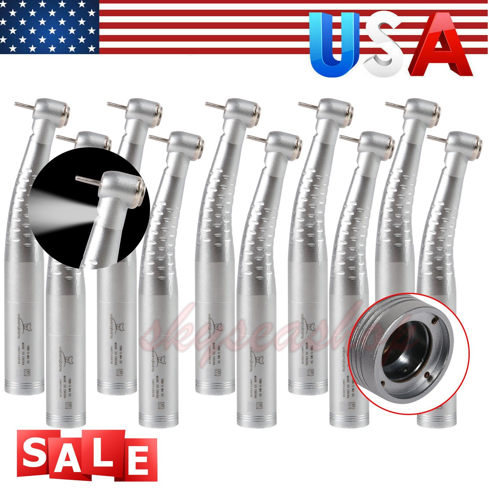 Turbina Dental Fiber Optic LED High Speed Handpiece fit KAV Coupling 4/6Hole