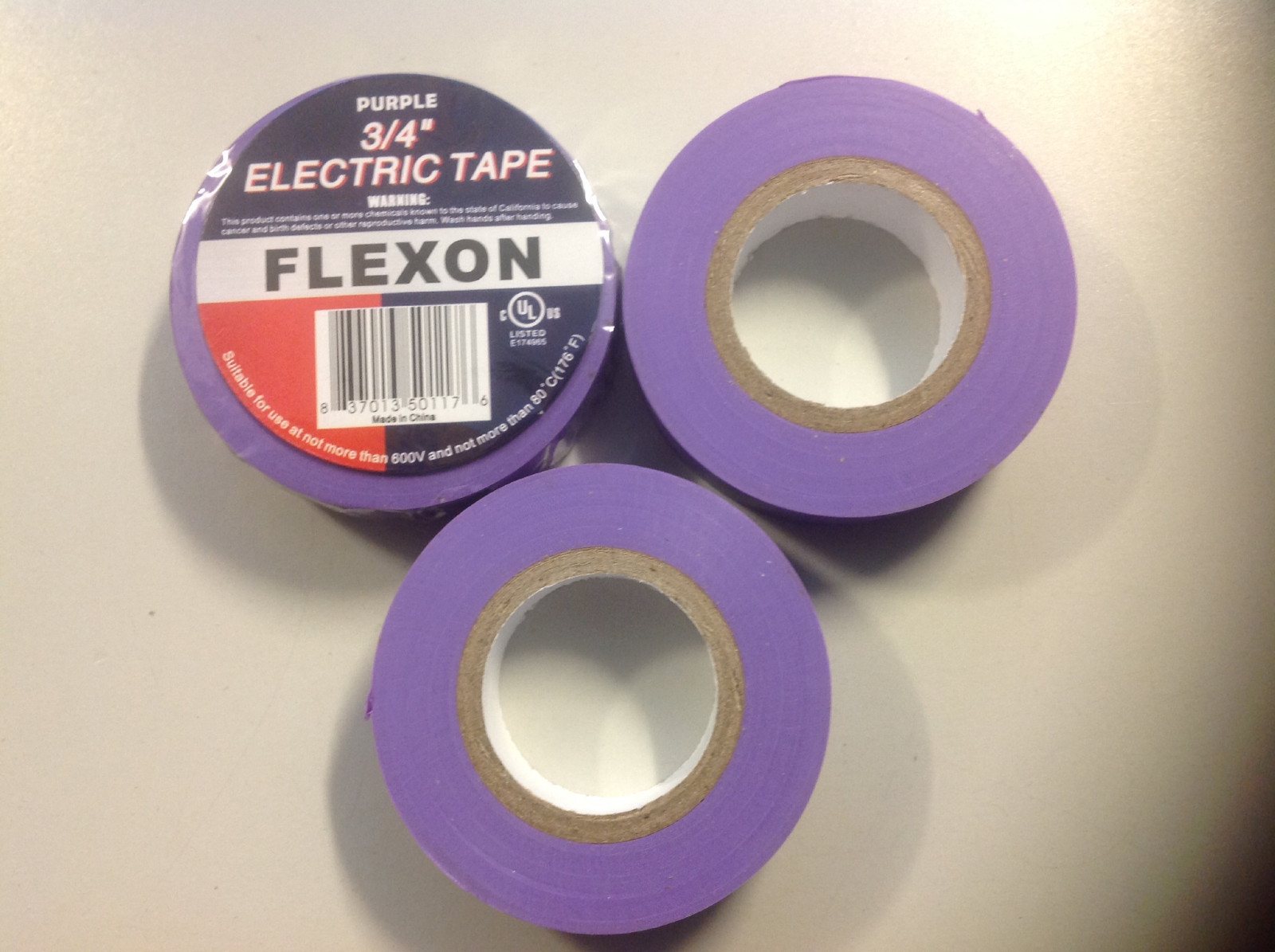 Purple Electrical Tape, 20 yds length x 3/4″ Width, Purple (Pack of 3)