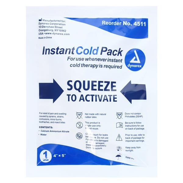 Dynarex 4511 Instant Cold Packs 4″ X 5″ Single Use 24/Cs