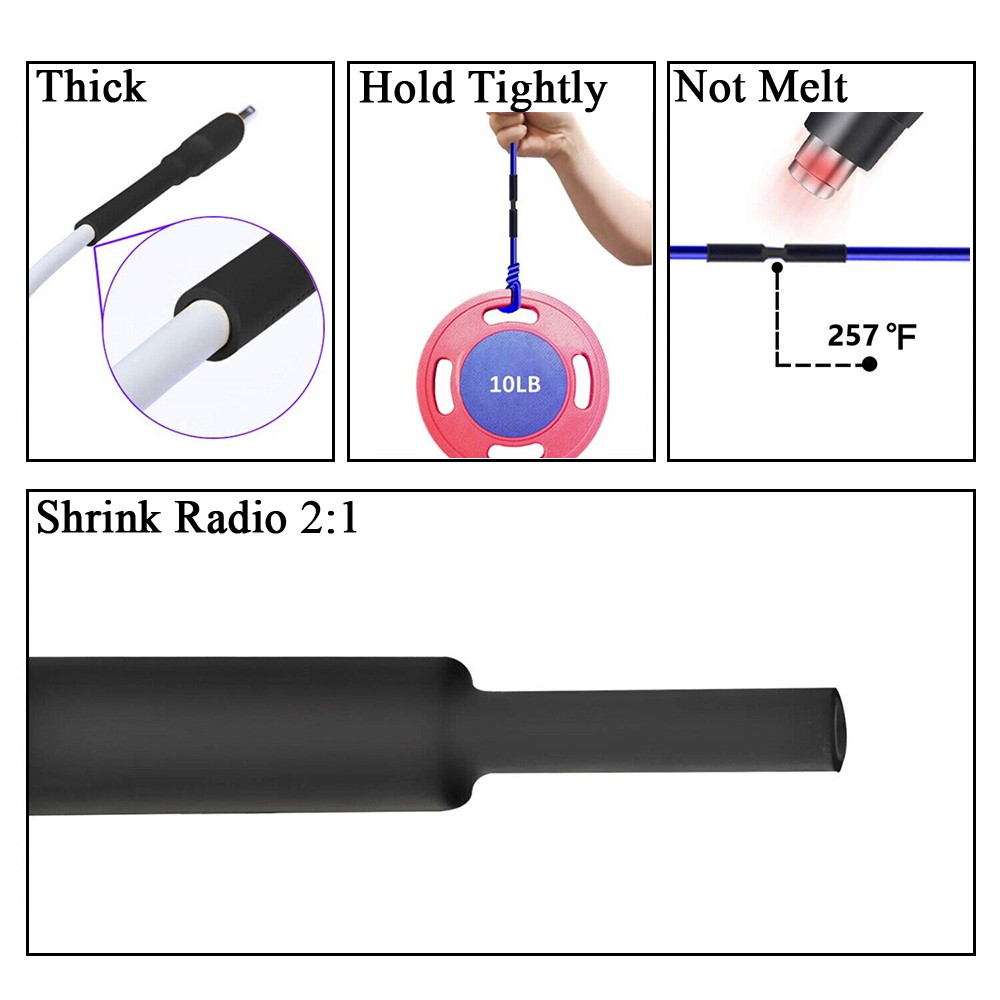 2:1 Heat Shrink Tubing Black Dual Wall Waterproof Glue Wires Wrap (LARGE SIZES)