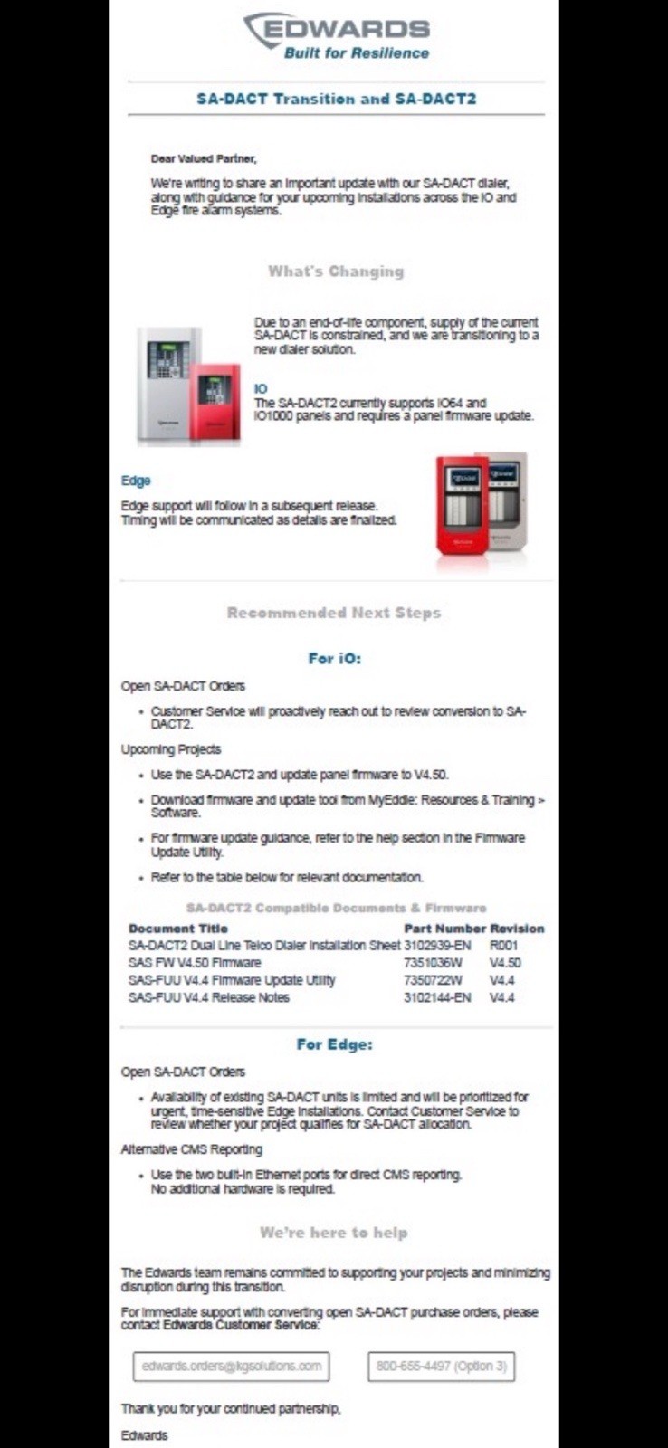 Edwards SA-DACT Small Analog Series Dual Line Dialer Fire Alarm.