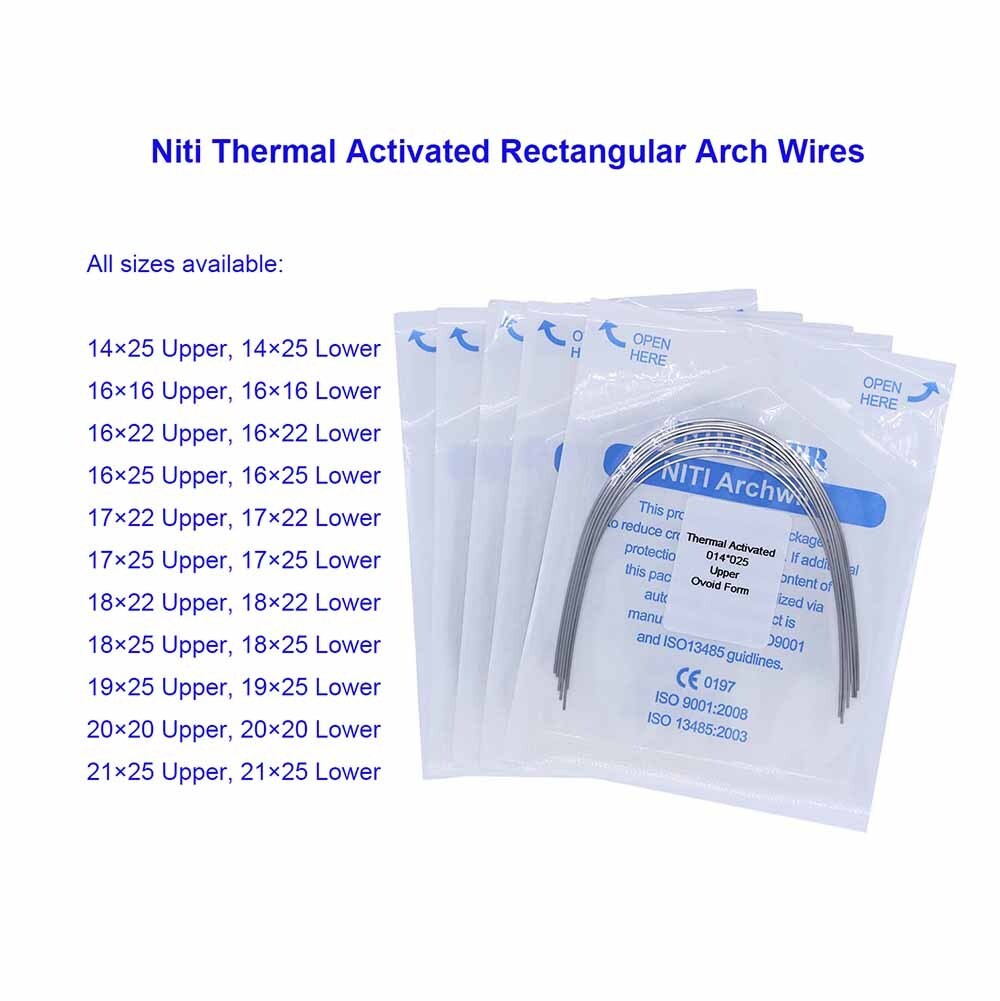 50×Dental Orthodontic Niti Thermal Activated Rectangular Arch Wires 16×16 Upper
