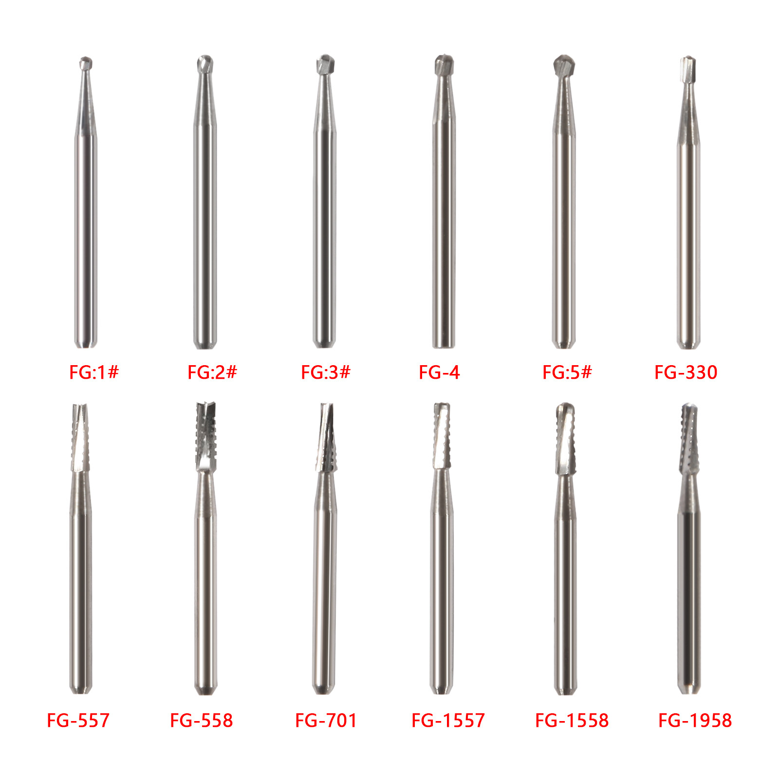 Dental Diamond /Carbide Steel Burs Drill Round For High Speed Handpiece /HP Burs