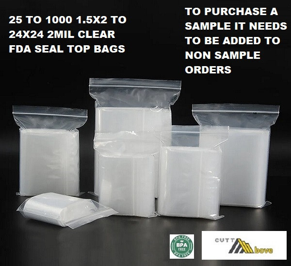 Plastic Zipper Clear Zip Lock Seal Top Reclosable Poly Bags 2 Mil