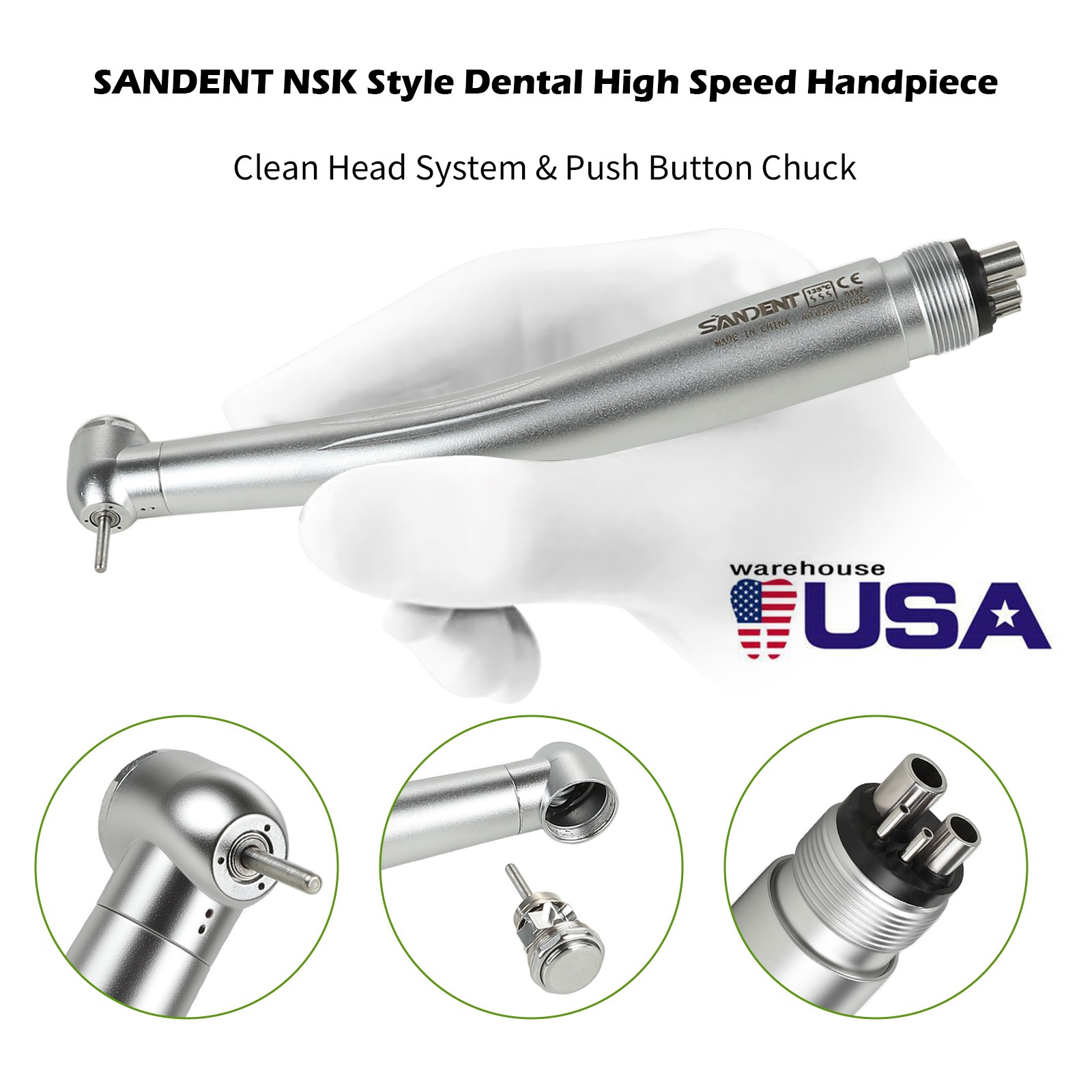 10pcs SANDENT NSK PANA MAX Style Dental High Speed Handpiece Push Button 4 Hole