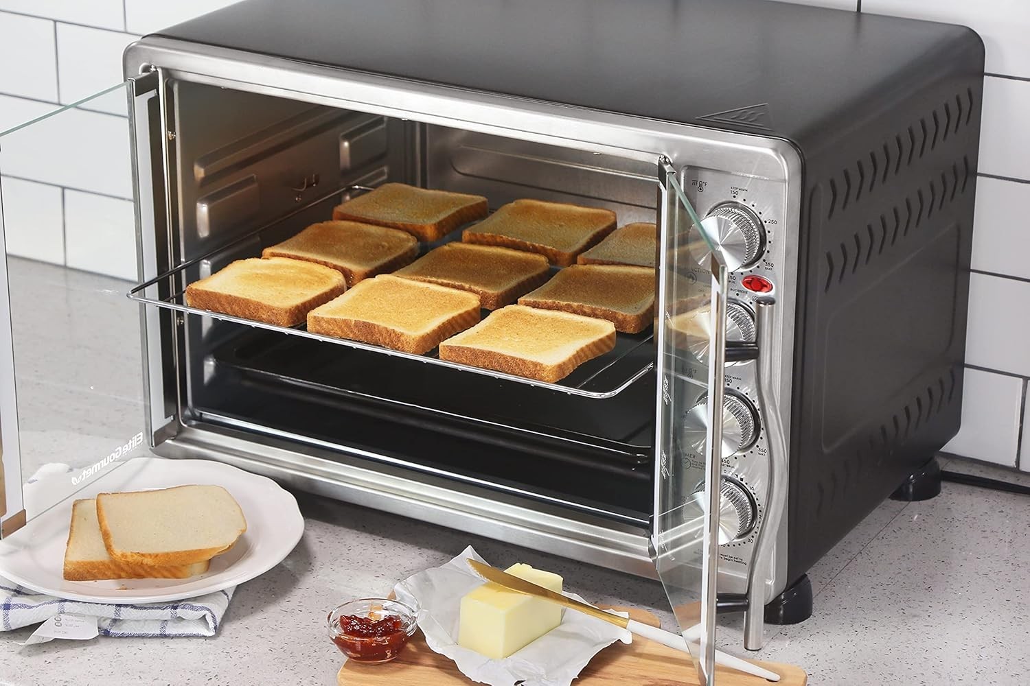 Convection Oven French Door Toaster Oven 18 Slice Rotisserie 45L Stainless Steel