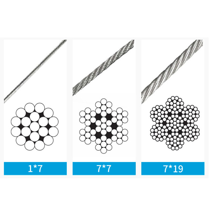 304 Stainless Steel Wire Rope Cable Rigging Φ0.5mm-12mm PVC Coated Clear / Black