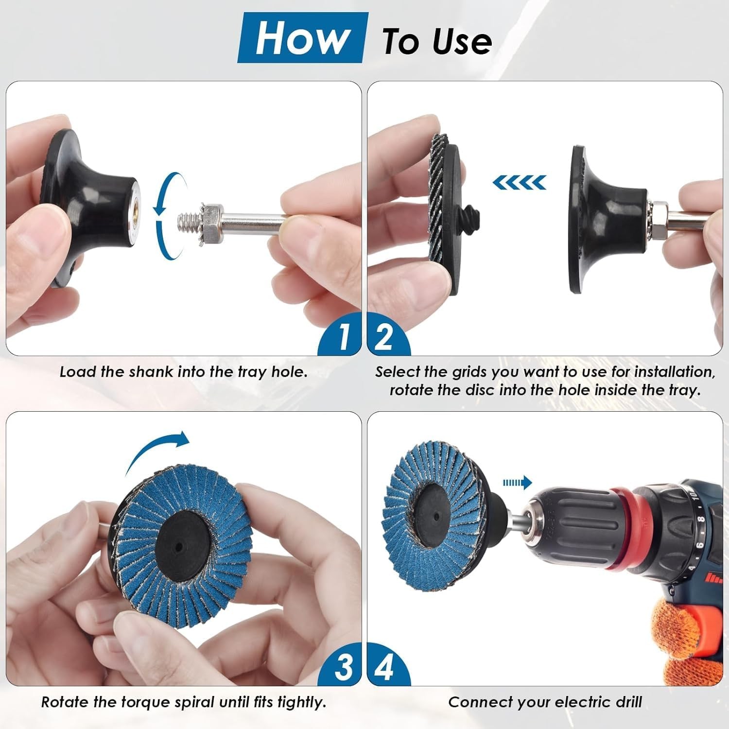 24Pcs 2 Inch Flap Disc Set with 1/4 Inch Shank for Metal Rust Removal