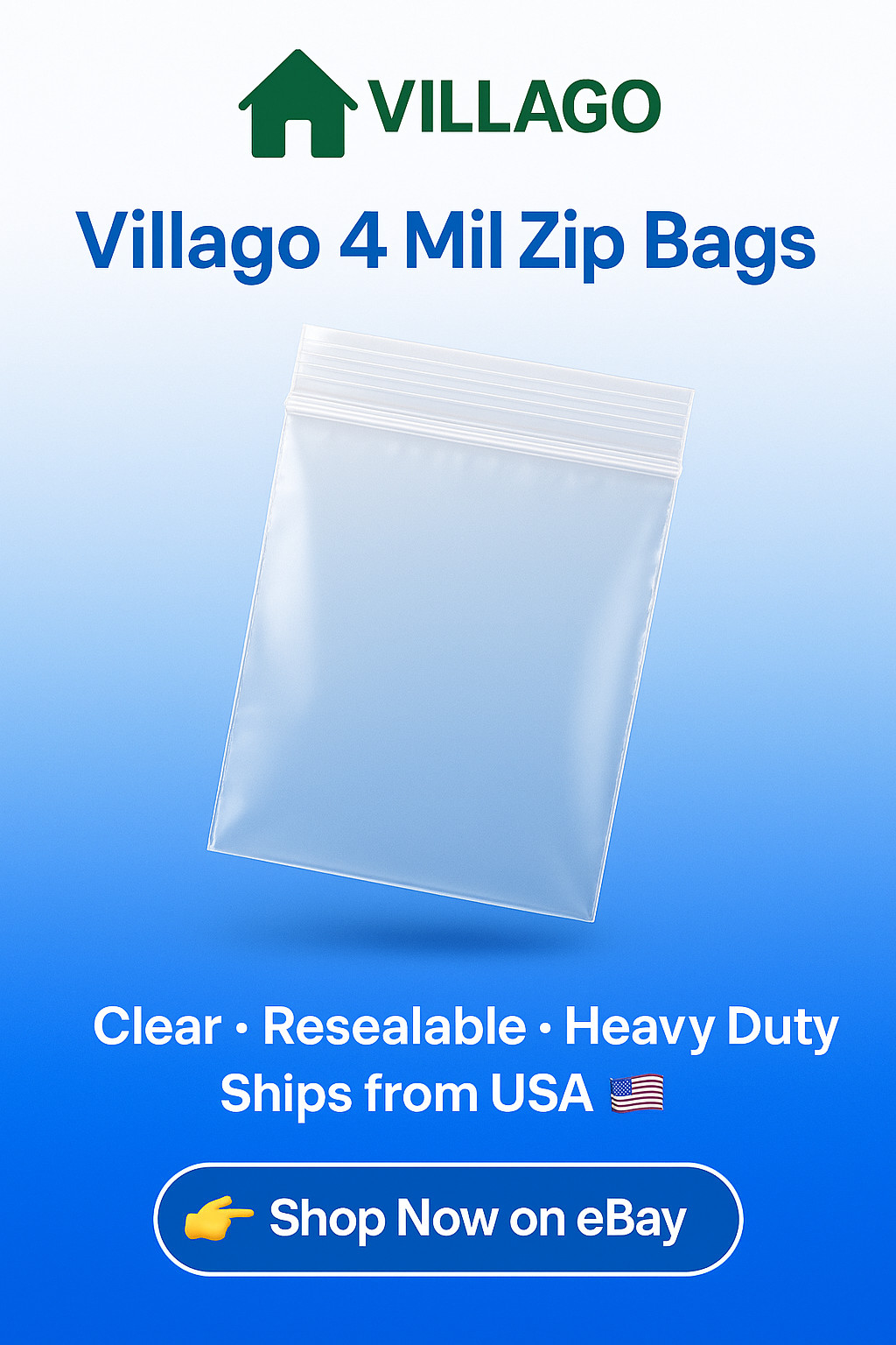 HEAVY DUTY 4 Mil Clear Zip Seal Bags Reclosable Top Lock Polyethylene 4Mil