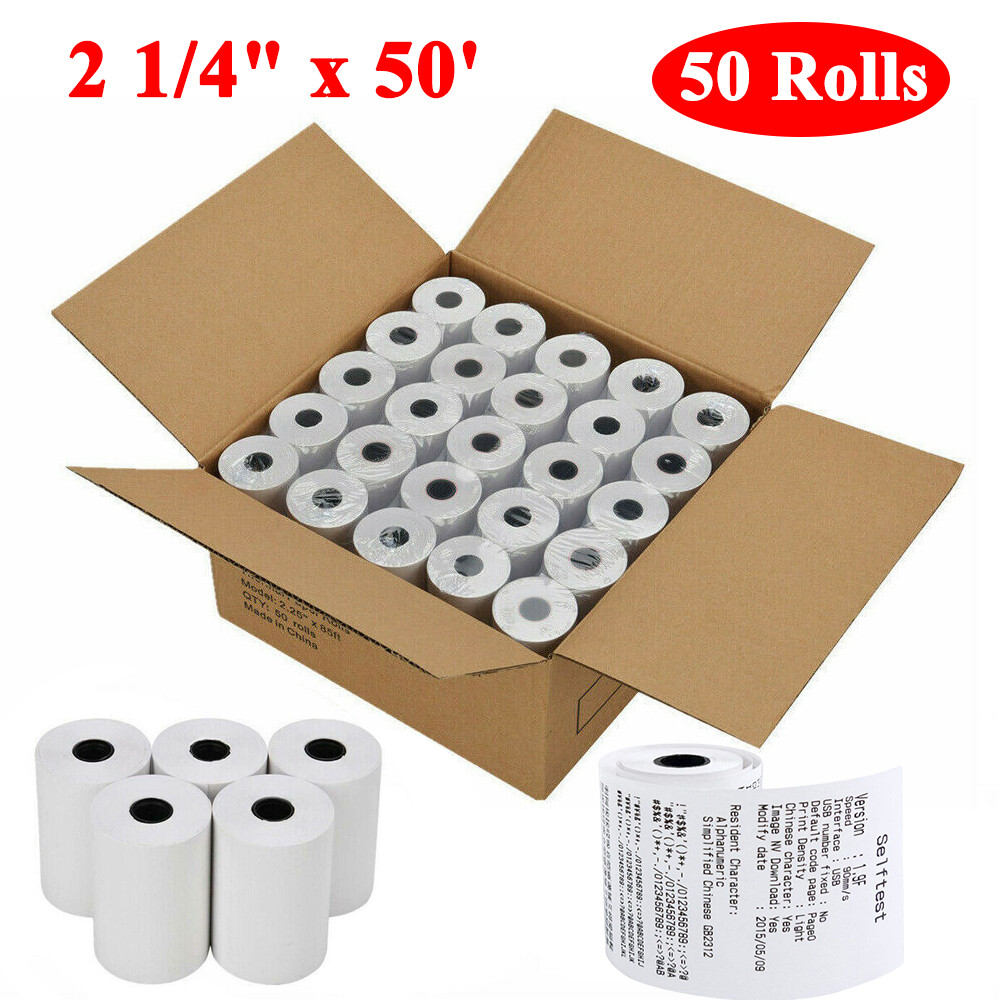 50 Rolls 2 1/4 x 50′ Thermal Paper Credit Card & Cash Register POS Receipt Paper