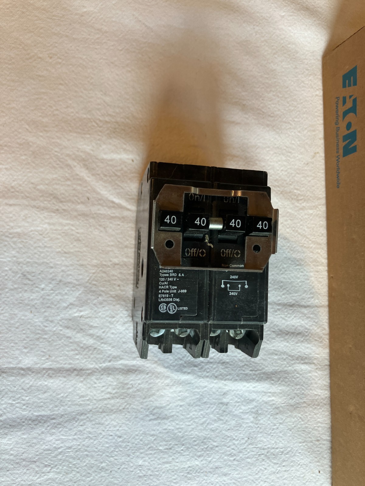 Eaton BQ240240 Type BR 40A/40A BQ Quadplex 2-Pole Circuit Breaker