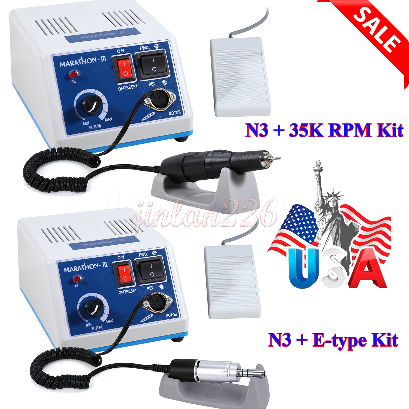 Dental Lab Marathon Electric Micromotor Polishing Unit / 35K rpm Motor Handpiece