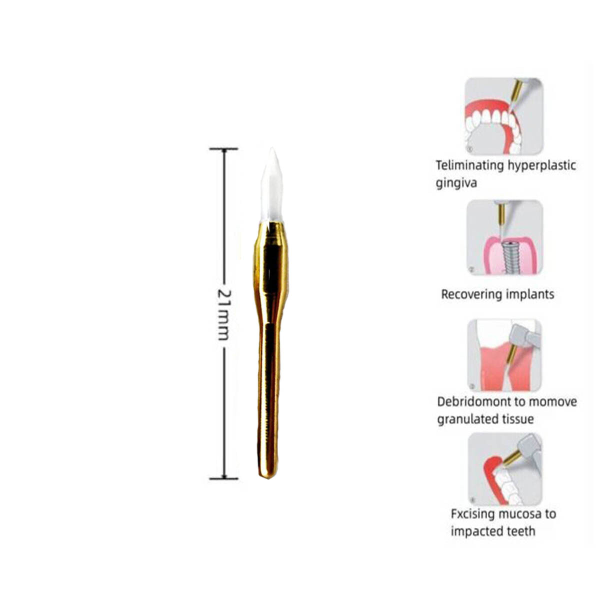 Dental Surgical Ceramic Soft Tissue Trimmer Burs 21mm for Gingival Retraction