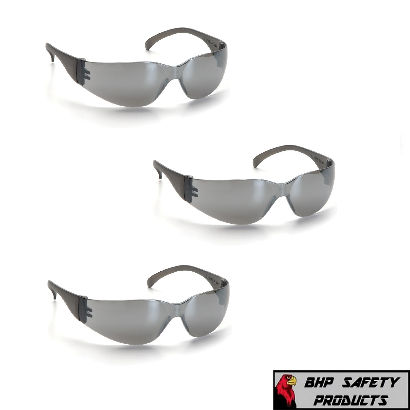 (3 PAIR) PYRAMEX INTRUDER SAFETY GLASSES SILVER MIRROR LENS SUNGLASSES S4170S