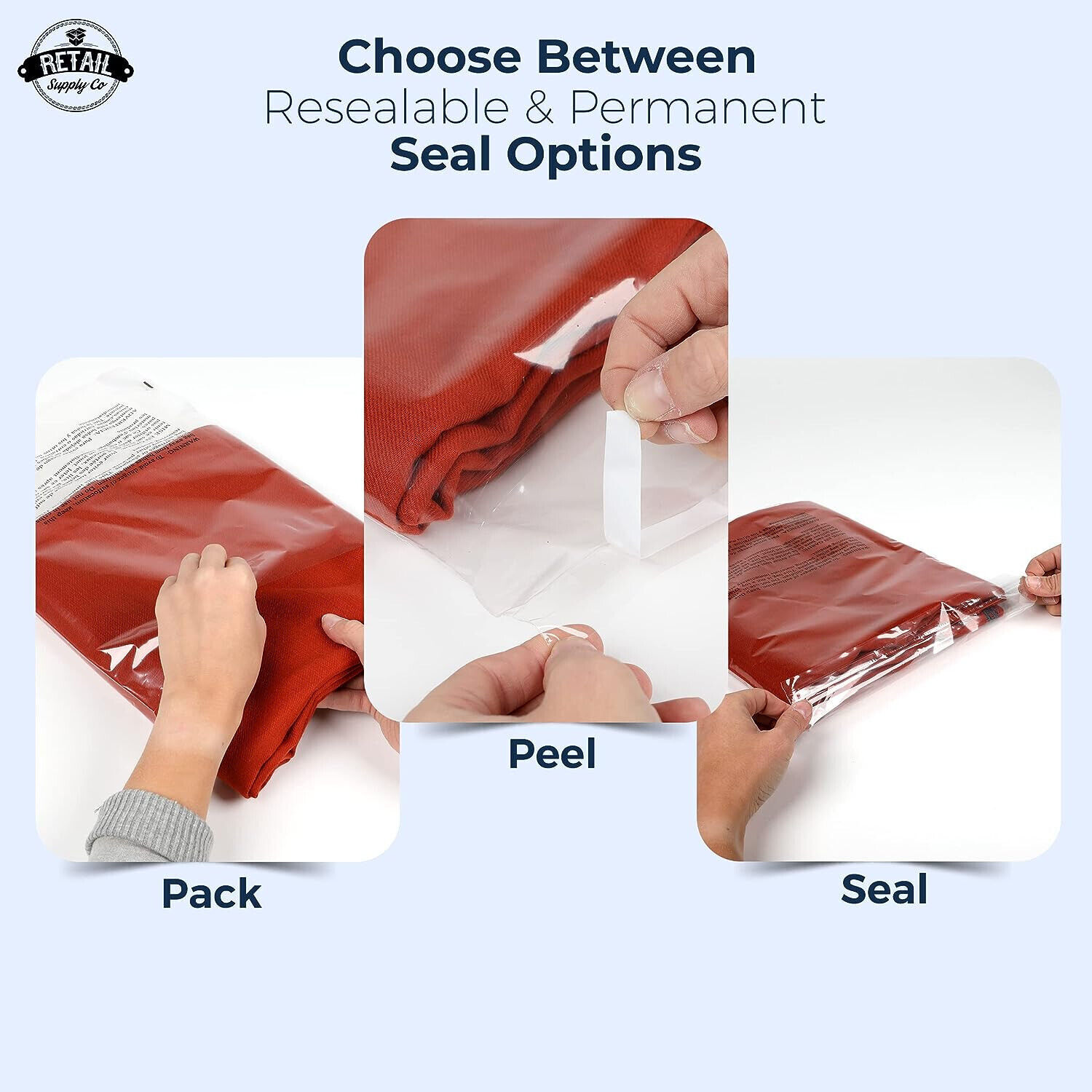 Poly Bags Resealable Suffocation Warning Clear Merchandise 1.5 mil Shirt Apparel