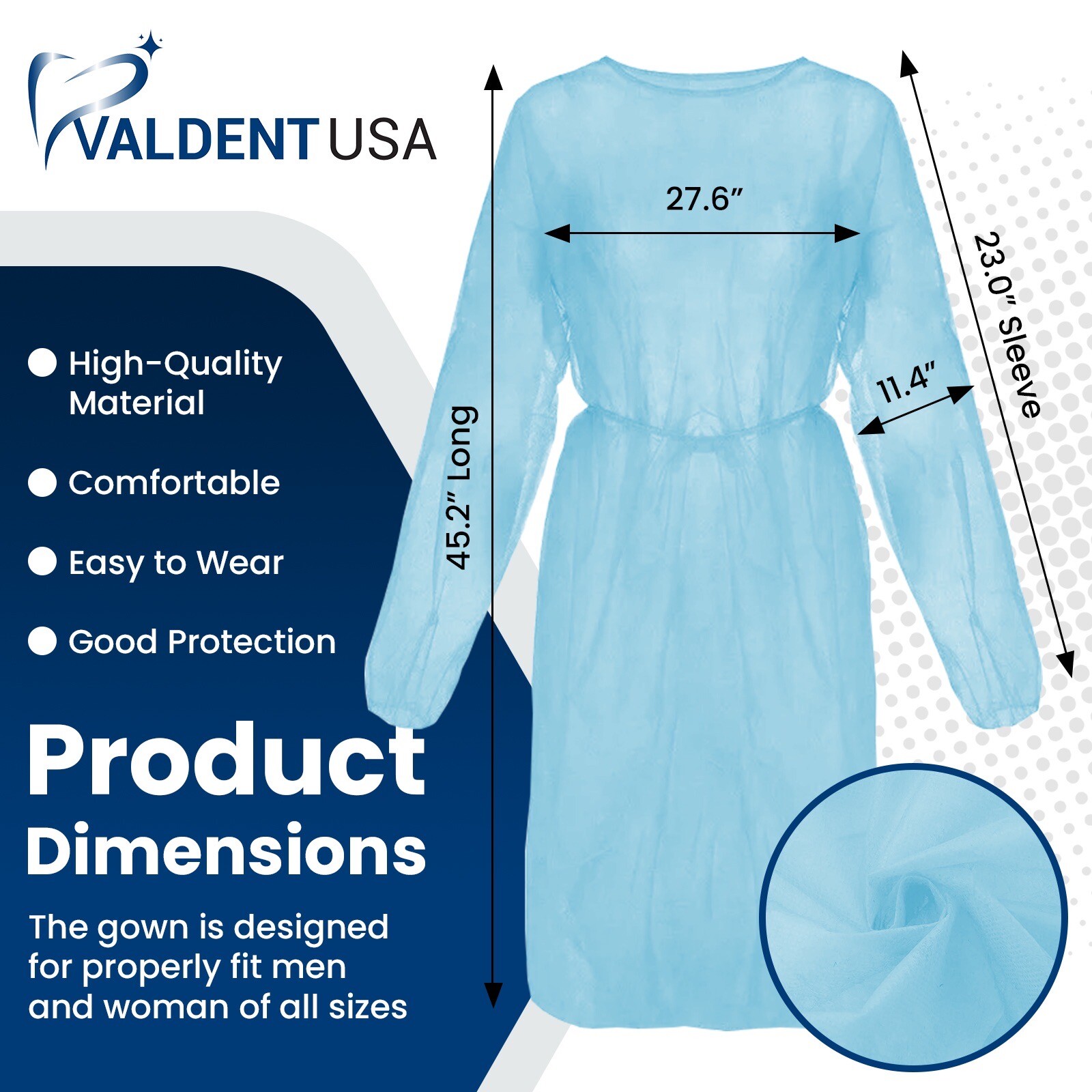 Elastic Cuff Isolation Gowns Disposable Level2 SMS Blue Medical 10/50/100 PK
