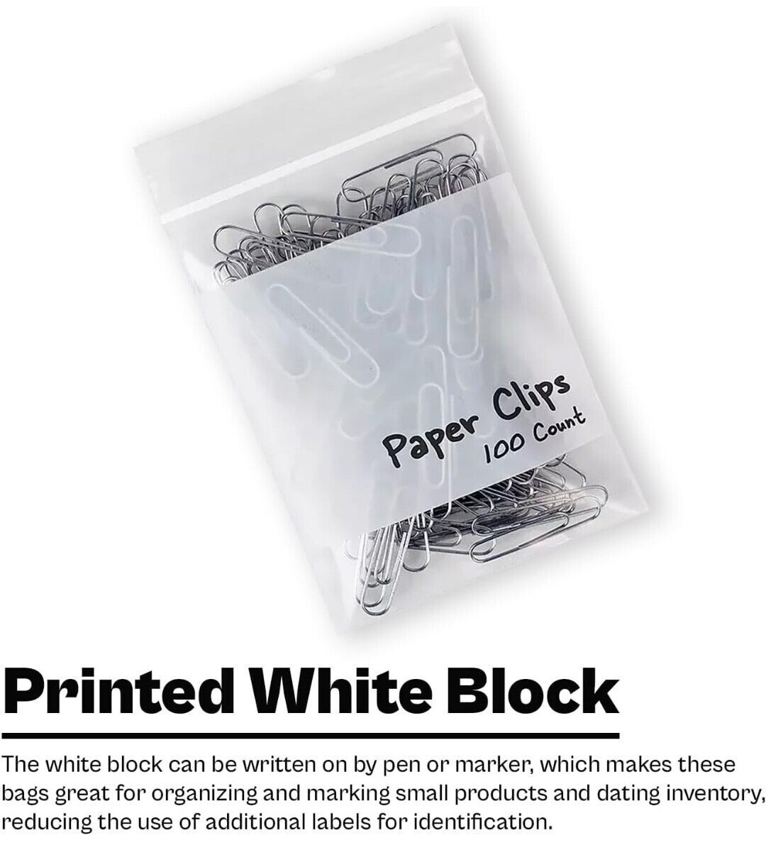 1000/PCS White Block 4″x6″ Clear Reclosable Seal Bag Plastic Zip Lock Bags 4Mil