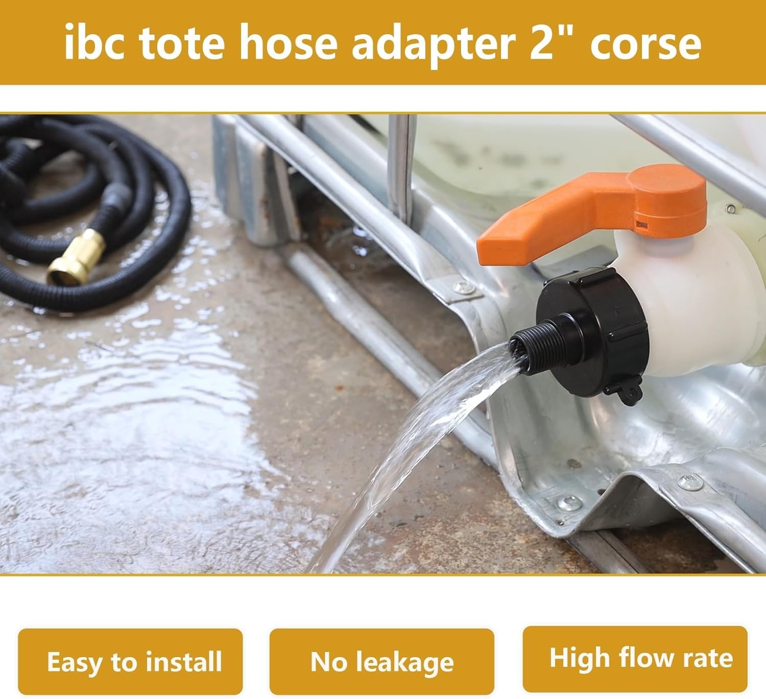 Food Grade IBC Hose Adapter: Leakproof 2″ Coarse Thread to Garden Hose Connector