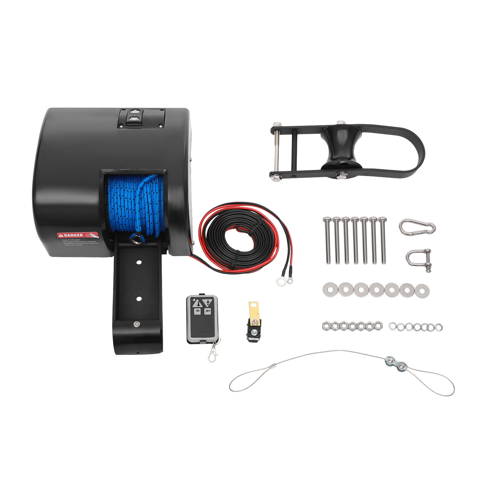 35 LBS Electric Anchor Winch with Roller & Remote Control for Boat Marine Winch