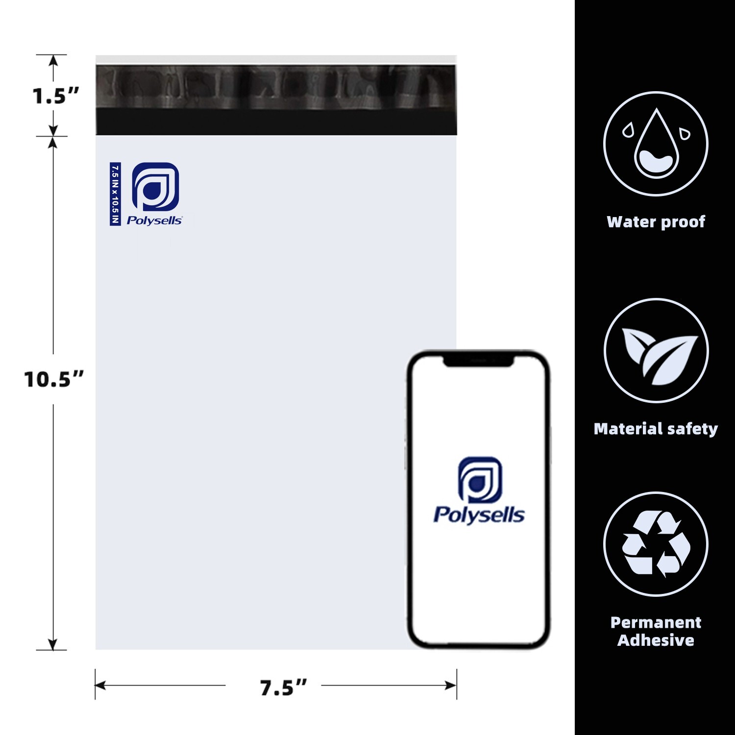 500 7.5×10.5 Poly Mailers Envelopes Self Sealing Shipping Mailers Bags POLYSELLS