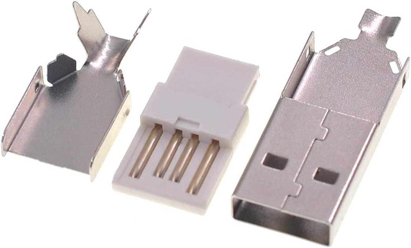 40pcs Soldering USB Type A Male Connector with Metal Shell for DIY